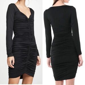 Susana Monaco Black Long Sleeve Cinched Front Jersey Mini Dress Size L
